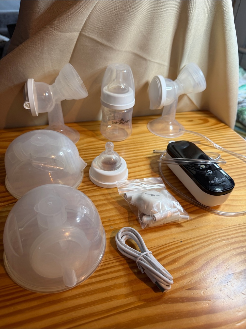 BabyBuddha Portable Double Electric Breast Pump Kit + Hands-Free Cups